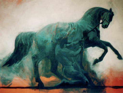 schilderij steigerend paard van beelden kunstenaar Ciska van der Meer te Amsterdam